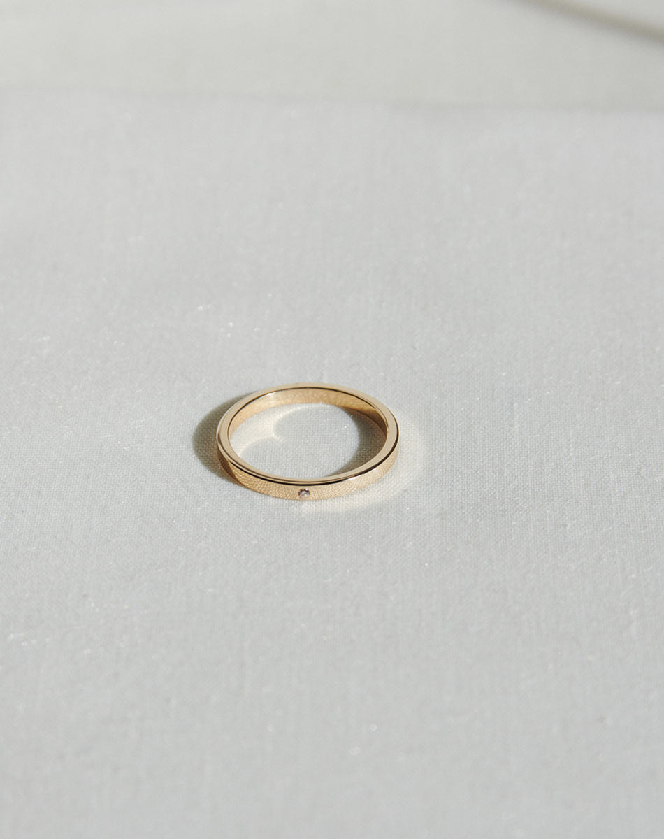 2mm Band with Stone | 14ct Yellow Gold
