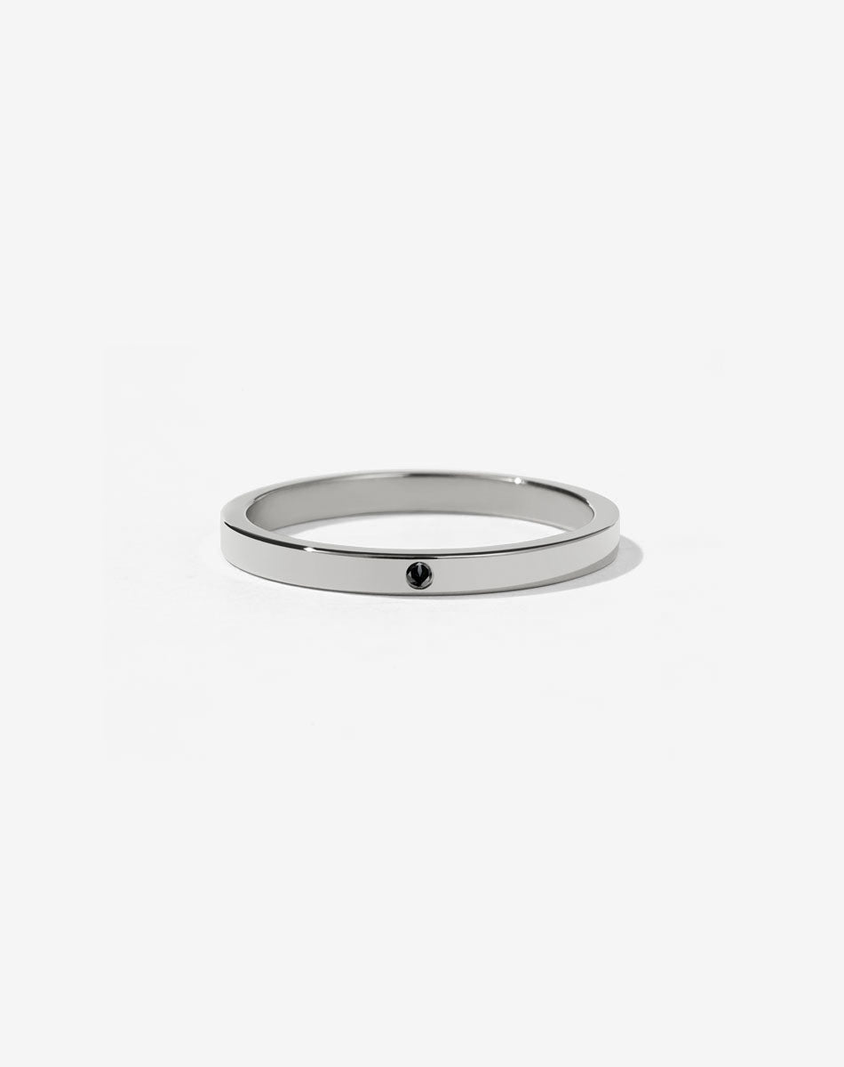 2mm Band with Stone | 14ct White Gold