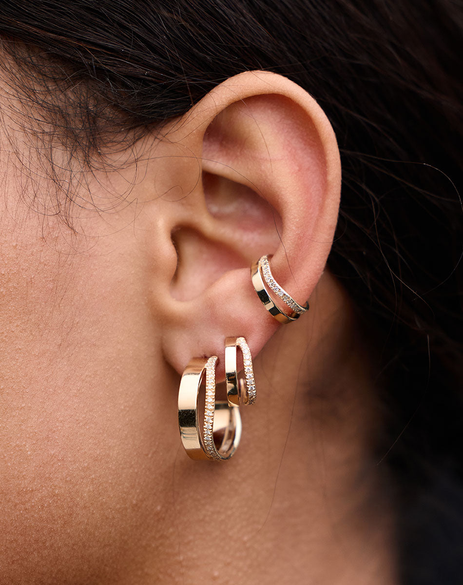 Bliss Hoops Medium Pave | 9ct Yellow Gold