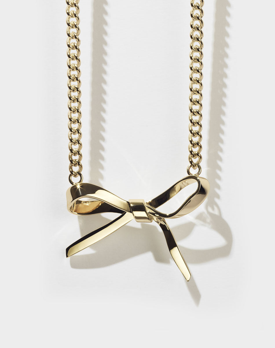 Bow Necklace Large | 23kt Gold Plated