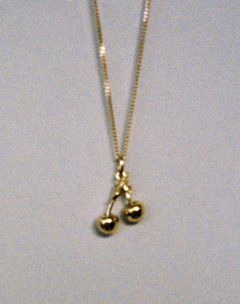 Cherry Charm Necklace | 23k Gold Plated