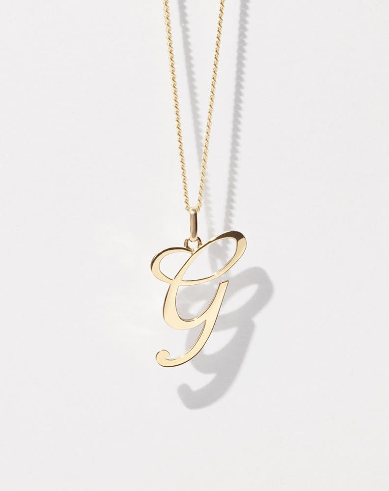 Cursive Letter Charm Necklace | 23k Gold Plated