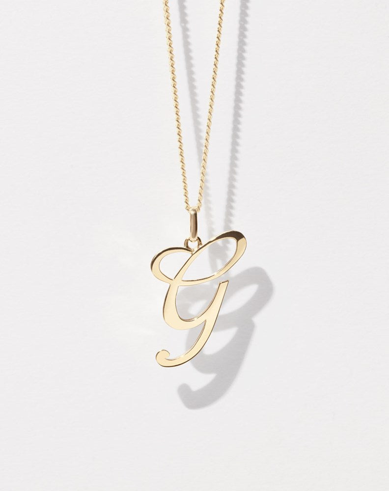 Cursive Letter Charm Necklace | 23k Gold Plated