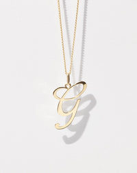 Cursive Letter Charm Necklace | 9ct Yellow Gold