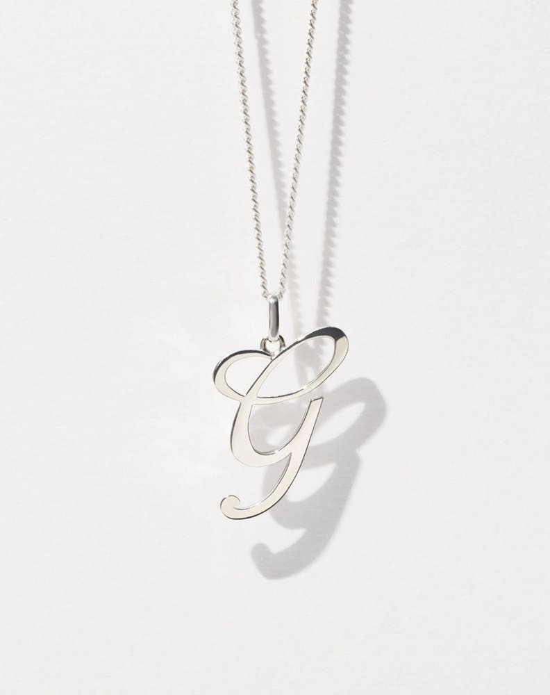 Cursive Letter Charm Necklace | Sterling Silver