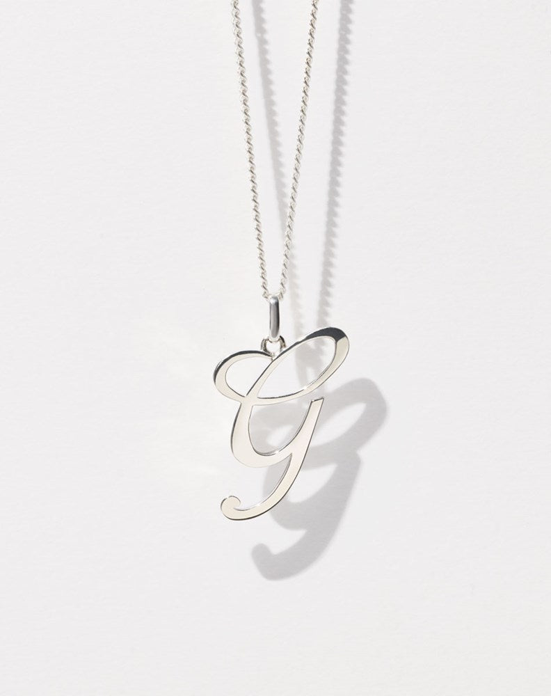 Cursive Letter Charm Necklace | Sterling Silver