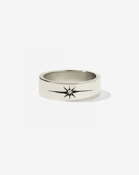 Diamond Star Band Flat | 14ct White Gold