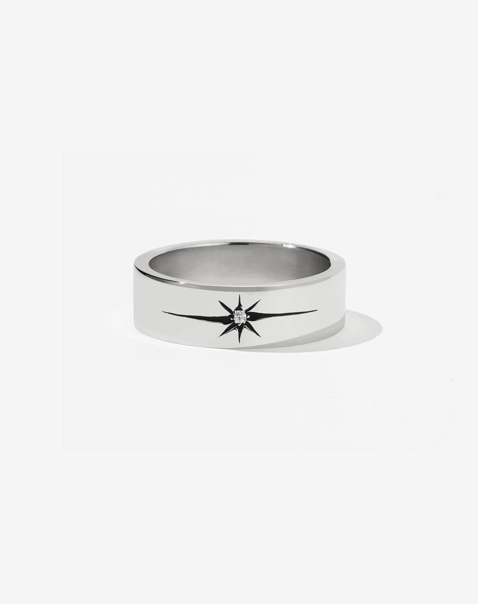 Diamond Star Band Flat | Platinum