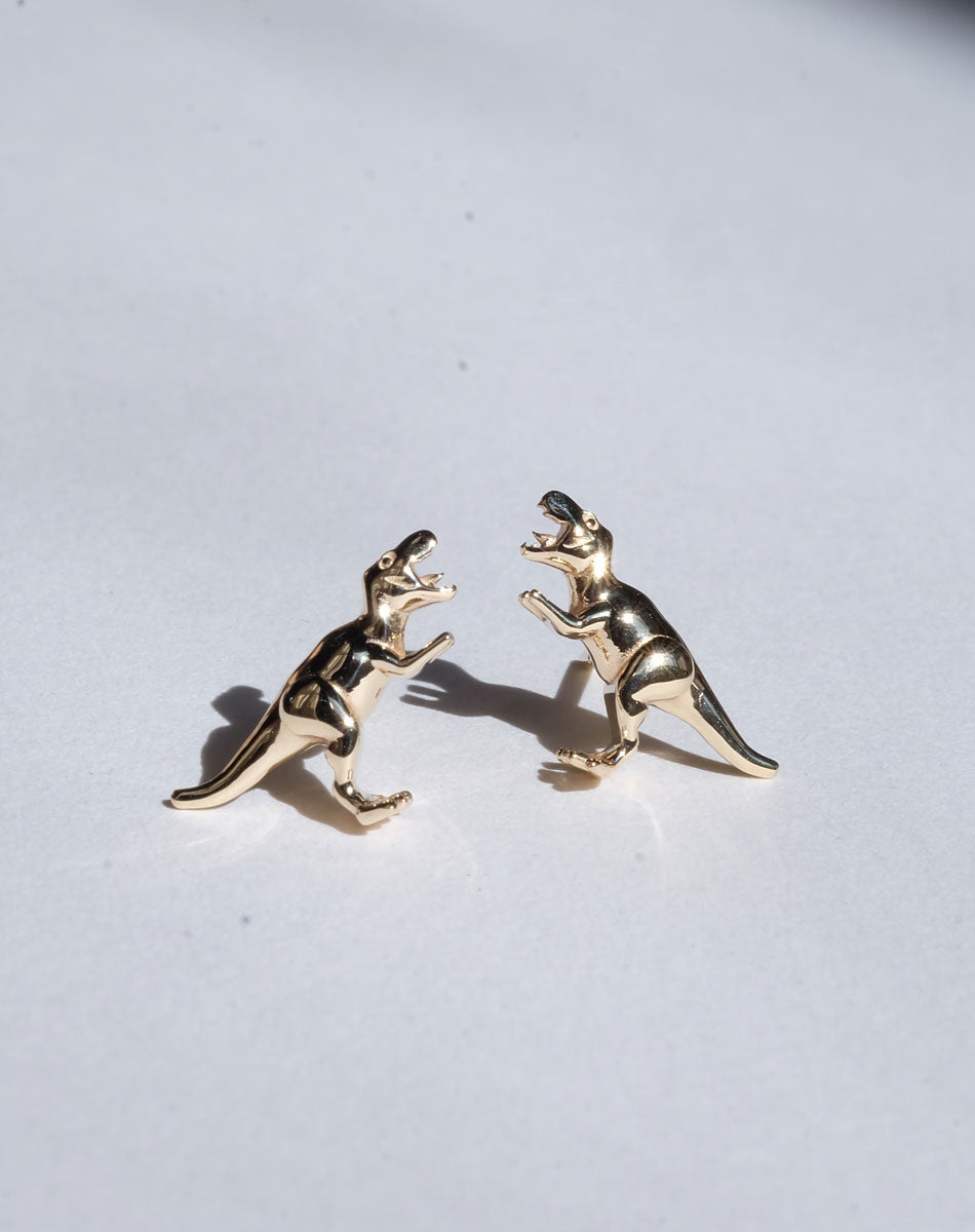 Dinosaur Stud Earrings | 23kt Gold Plated