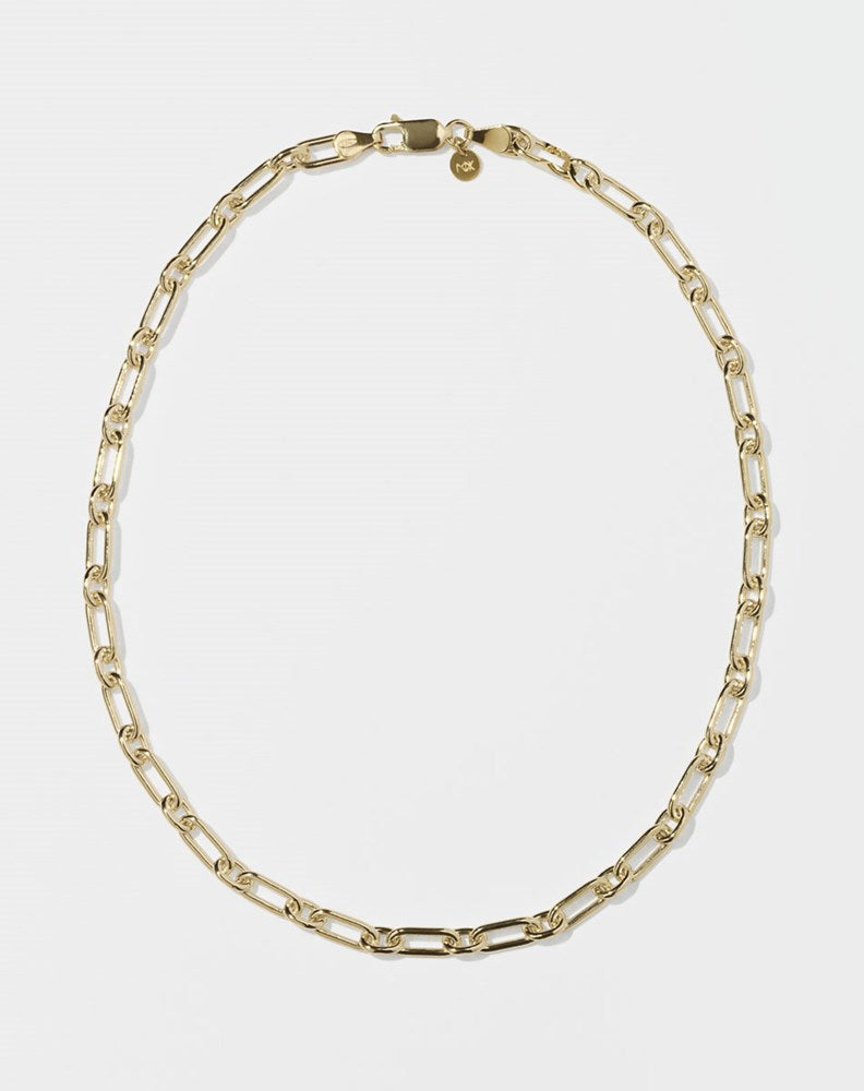Figaro Paperclip Necklace | 23k Gold Plated