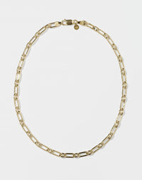 Figaro Paperclip Necklace | 23k Gold Plated