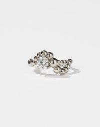 Meadowlark Jewellery’s unique Fizzy Ring Petite Solitaire Engagement Ring in 9ct White Gold, with 0.84ct round brilliant cut white diamond. An alternative Ceremonial design to celebrate love, made to order in New Zealand.