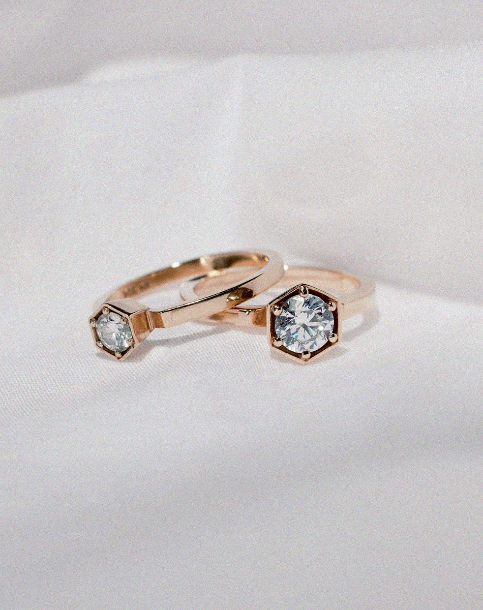Hexagon Solitaire Ring | 14ct Yellow Gold