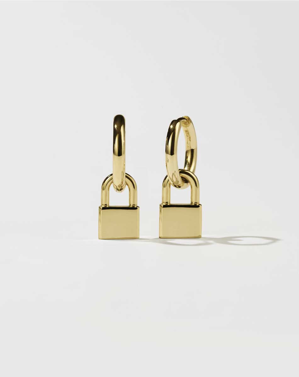 Locked Charm Earrings | 9ct Yellow Gold