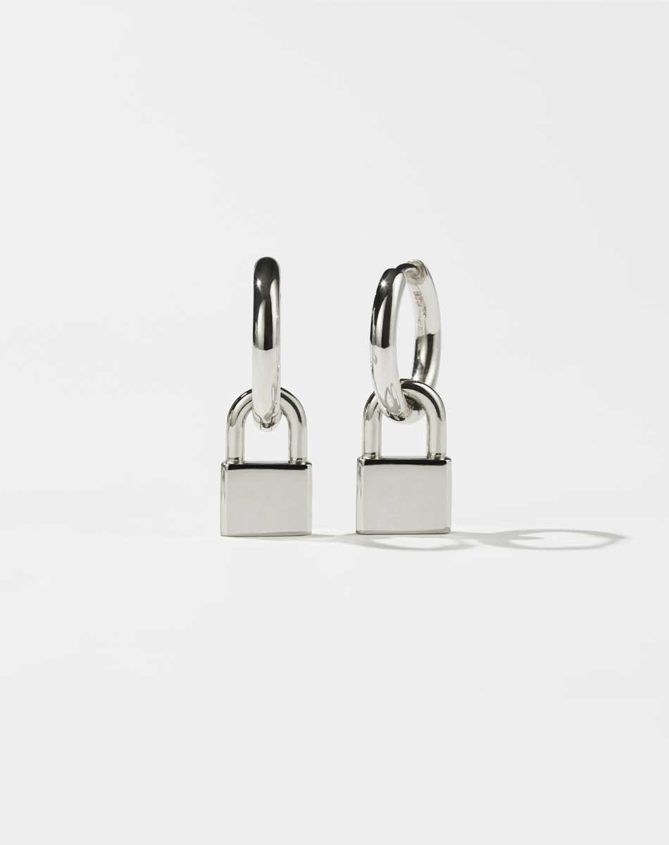 Locked Charm Earrings | Sterling Silver