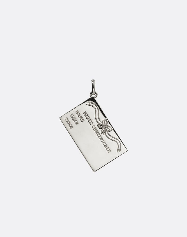 Birth Certificate Charm | Sterling Silver