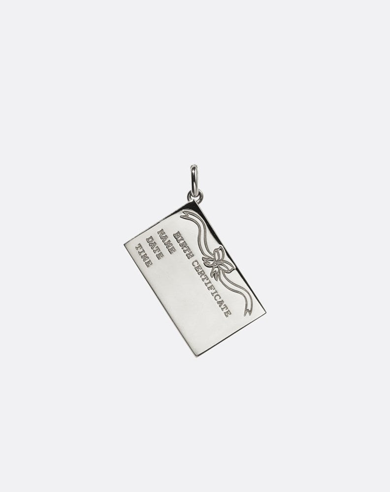 Birth Certificate Charm | Sterling Silver