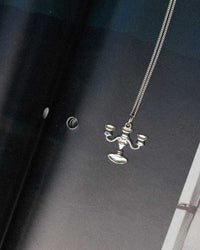 Candelabra Charm Necklace Squashed | Sterling Silver