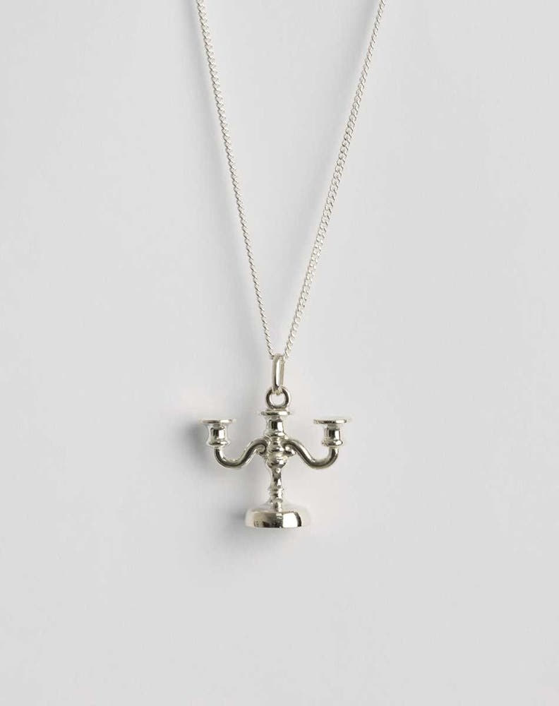 Candelabra Charm Necklace | Sterling Silver
