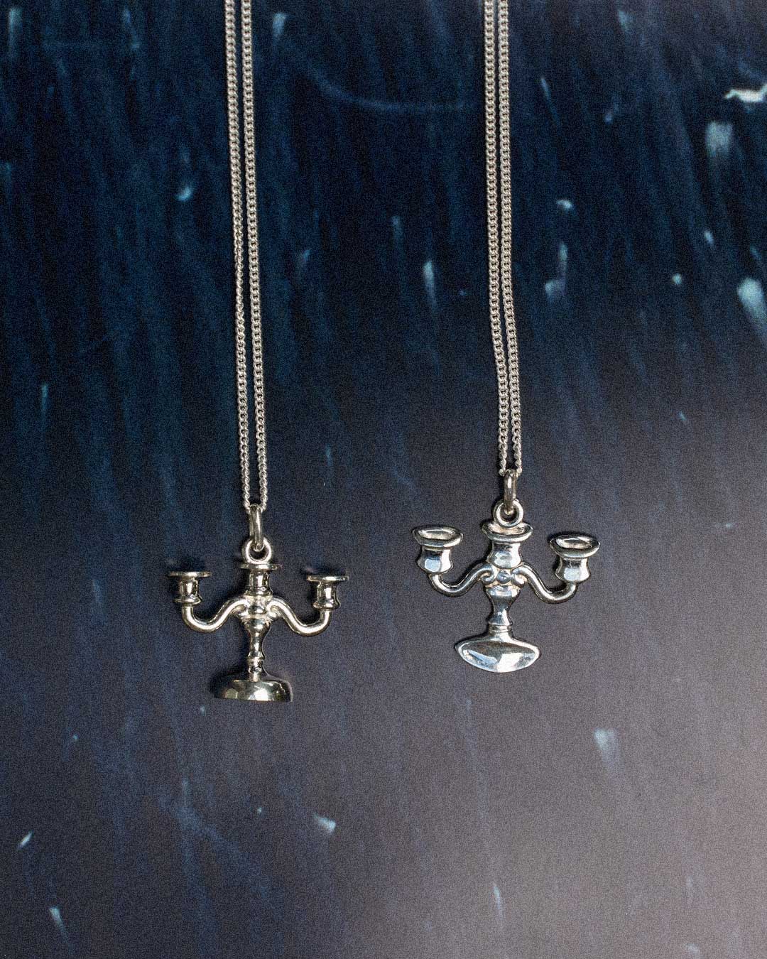 Candelabra Charm Necklace Squashed | Sterling Silver