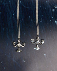 Candelabra Charm Necklace Squashed | Sterling Silver