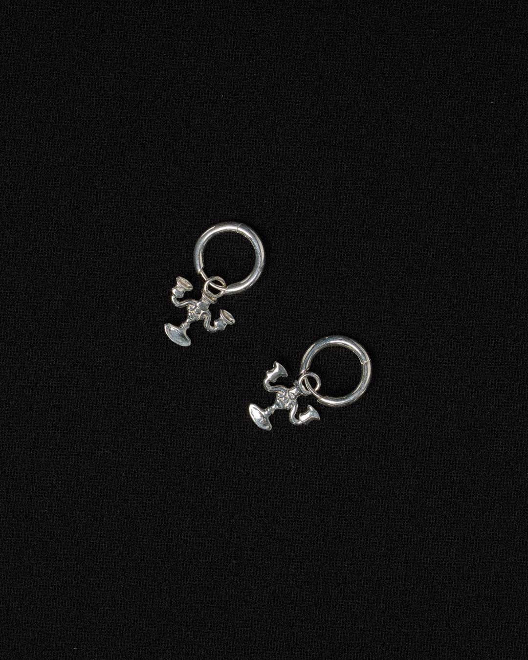 Candelabra Charm Earrings Squashed | Sterling Silver