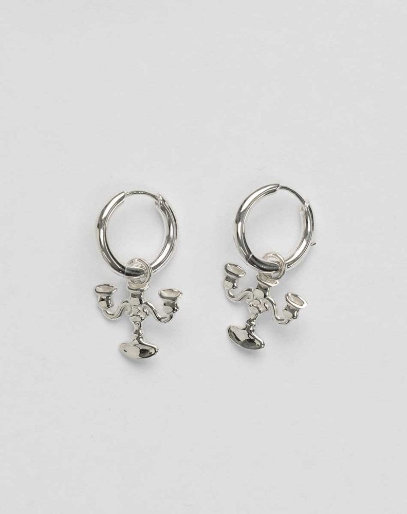 Candelabra Charm Earrings Squashed | Sterling Silver