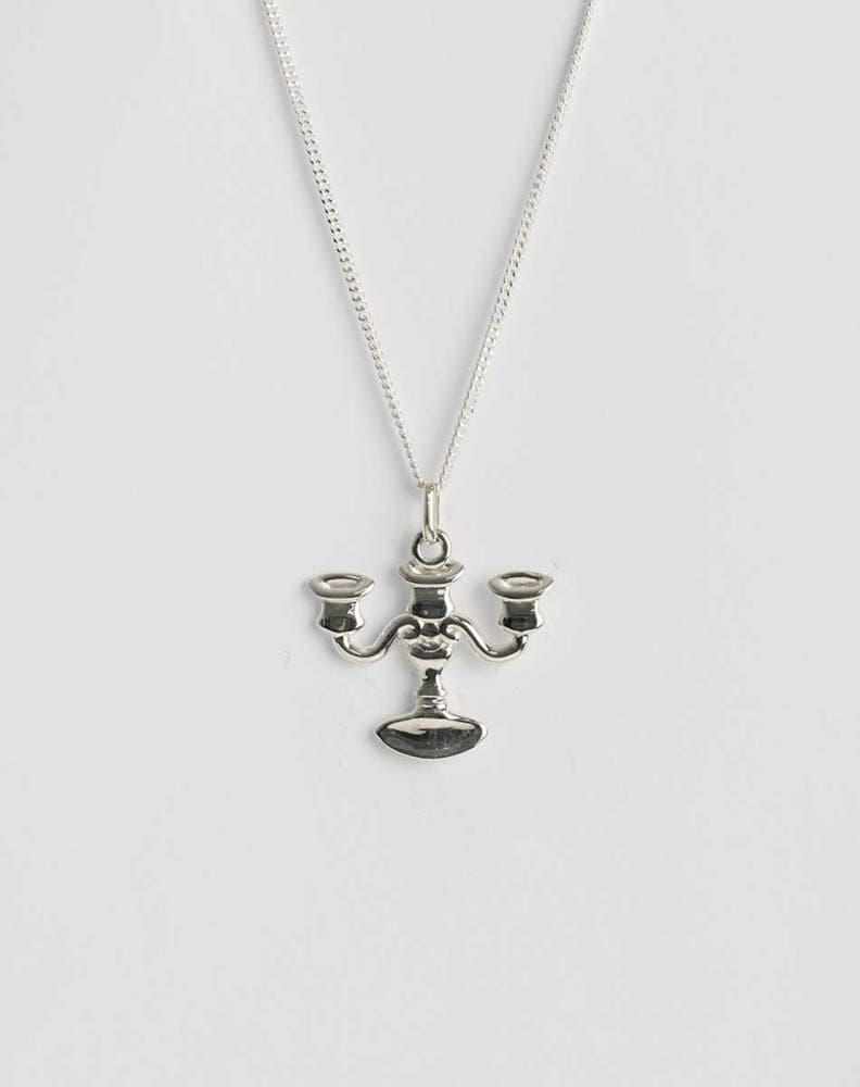 Candelabra Charm Necklace Squashed | Sterling Silver