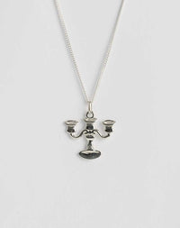 Candelabra Charm Necklace Squashed | Sterling Silver