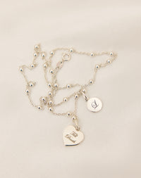 Sweetheart Charm with Cherub Engraving on Ball Chain | Sterling Silver