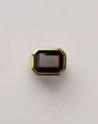 Meadowlark Jewellery's bold Limited Edition Milan Cocktail Ring in 9ct Yellow Gold, bezel set with an emerald-cut chalcedony stone. A classic and timeless design, to celebrate milestones or bring decadence to everyday. Made to order in New Zealand, at the Meadowlark workshop. A bolder version of our Milan Ring.