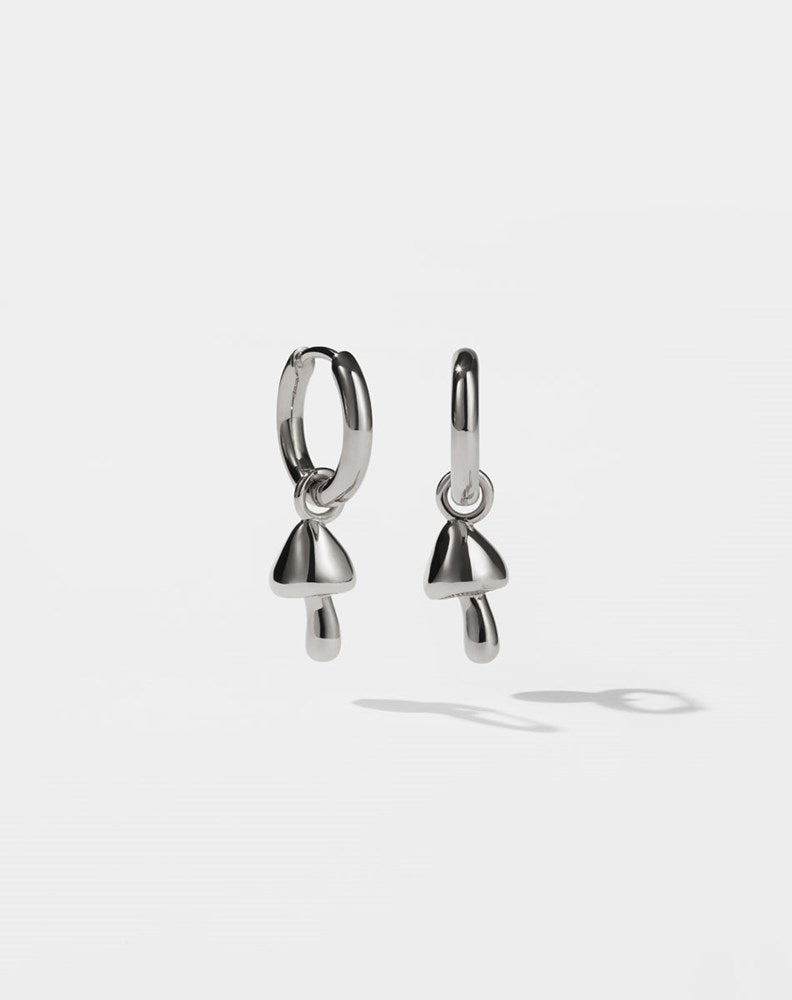 Mushroom Charm Earrings | Sterling Silver