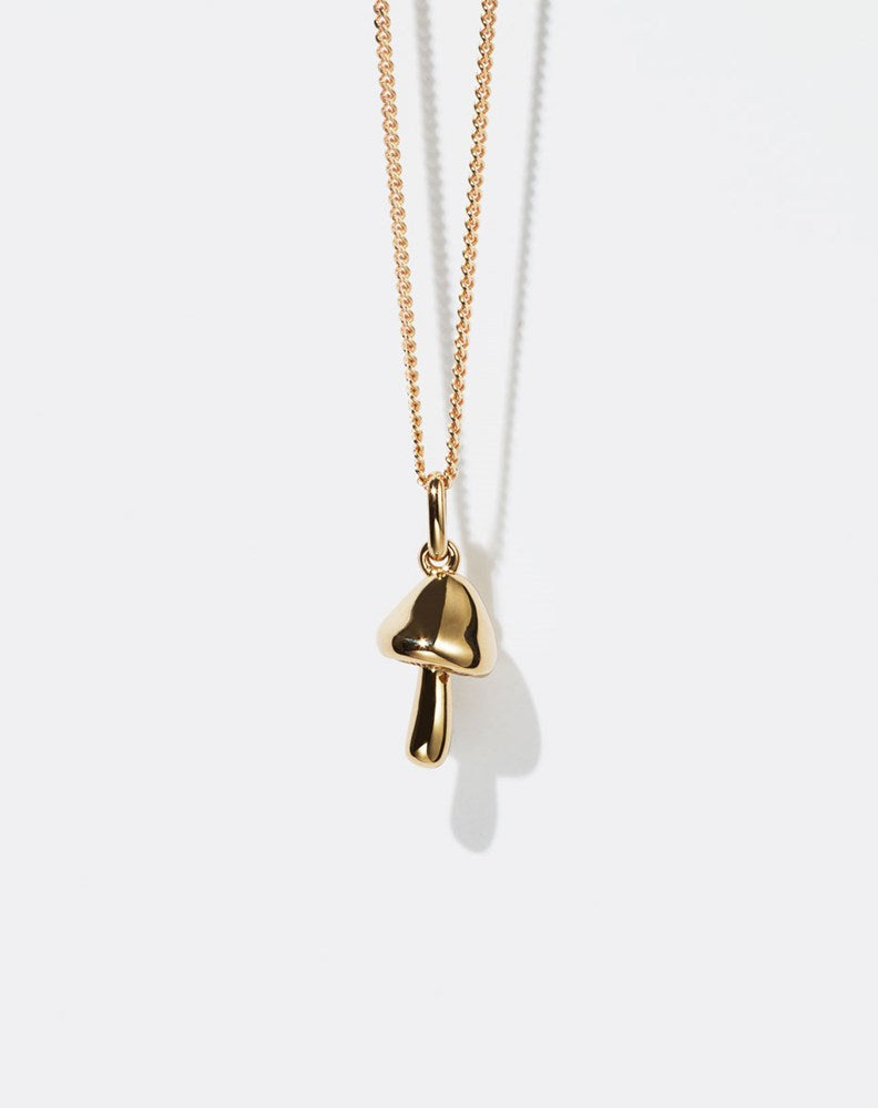 Mushroom Charm Necklace | 23kt Gold Plated