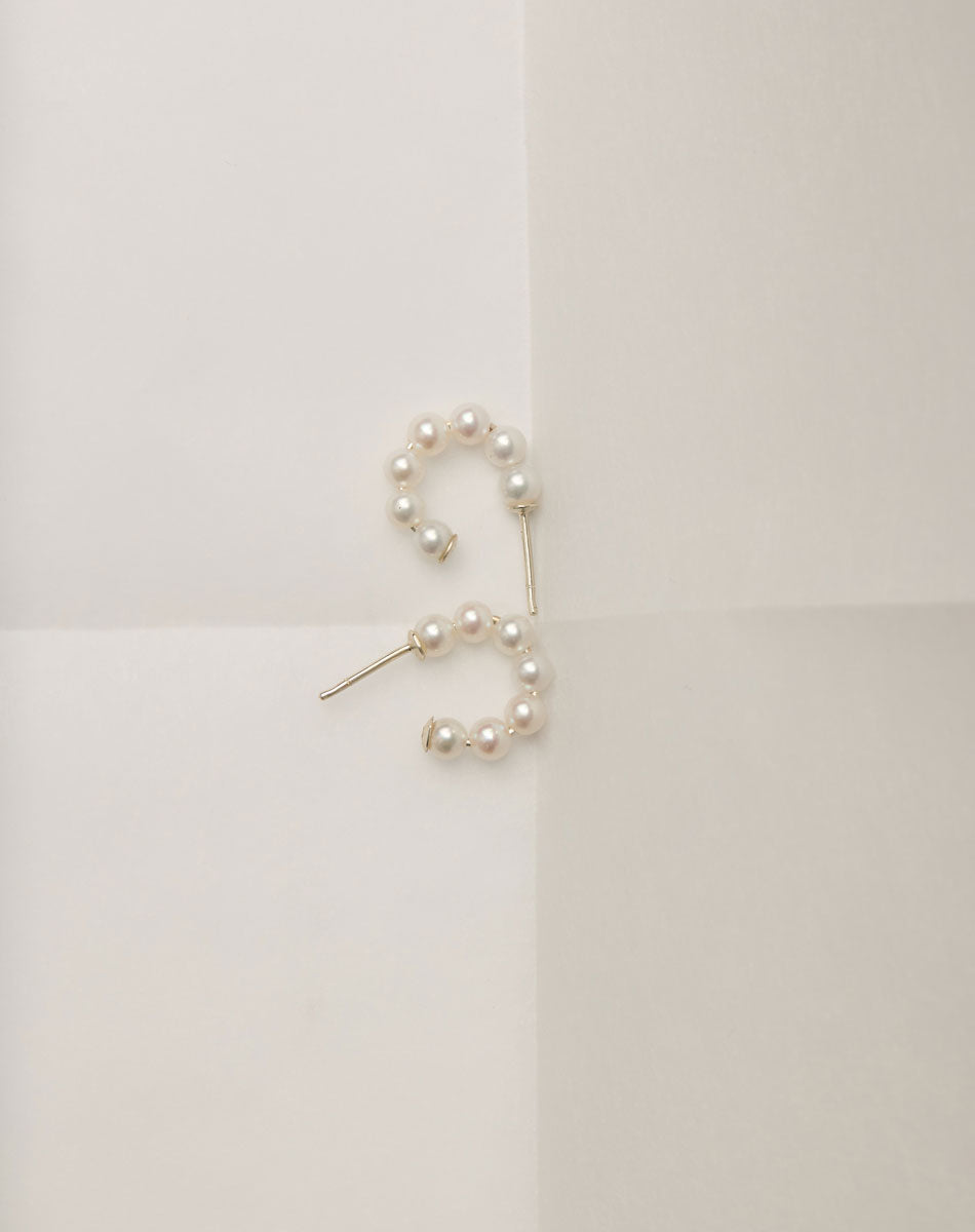 Pearl hoop earrings small
