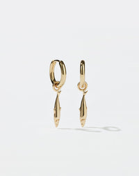 Gold hoop earrings with sardine charms