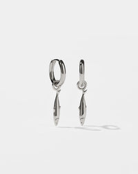 Silver hoop earrings with sardine charms