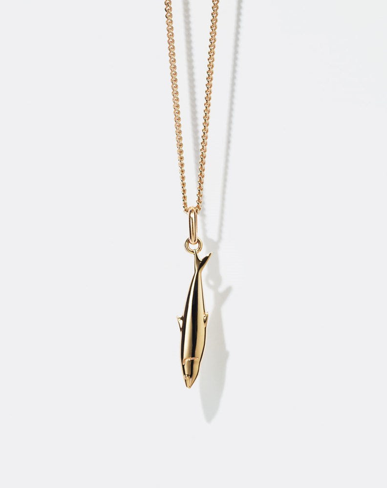 Gold sardine charm necklace