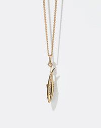 Gold Sardine Charm Necklace set with diamonds