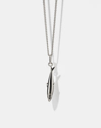Silver sardine charm necklace