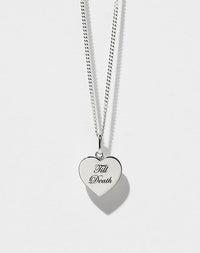 Sweetheart Charm with Till Death Engraving on Fine Chain | Sterling Silver