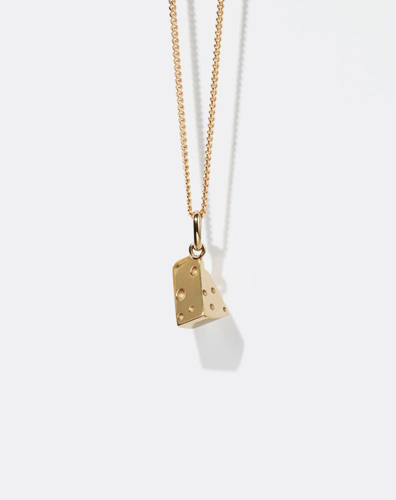 Swiss Cheese Charm Necklace | 23k Gold Plated