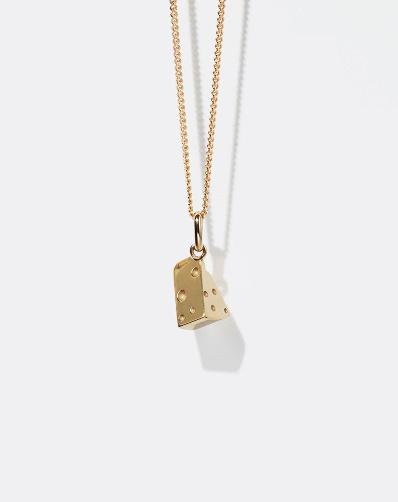 Swiss Cheese Charm Necklace | 23kt Gold Plated