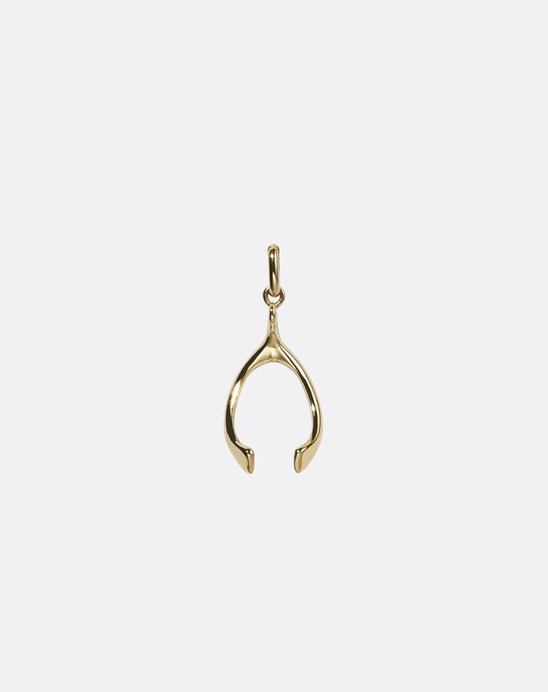 Gold wishbone charm pendant 
