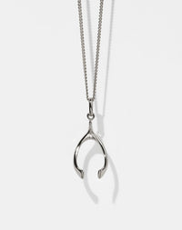 Silver wishbone charm necklace 