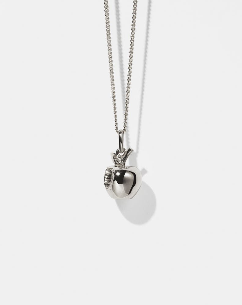 Bitten Apple Charm Necklace | Sterling Silver