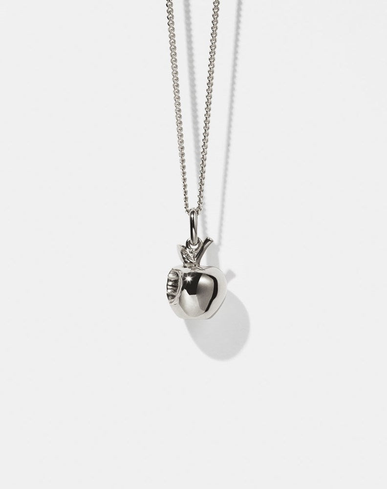 Bitten Apple Charm Necklace | Sterling Silver