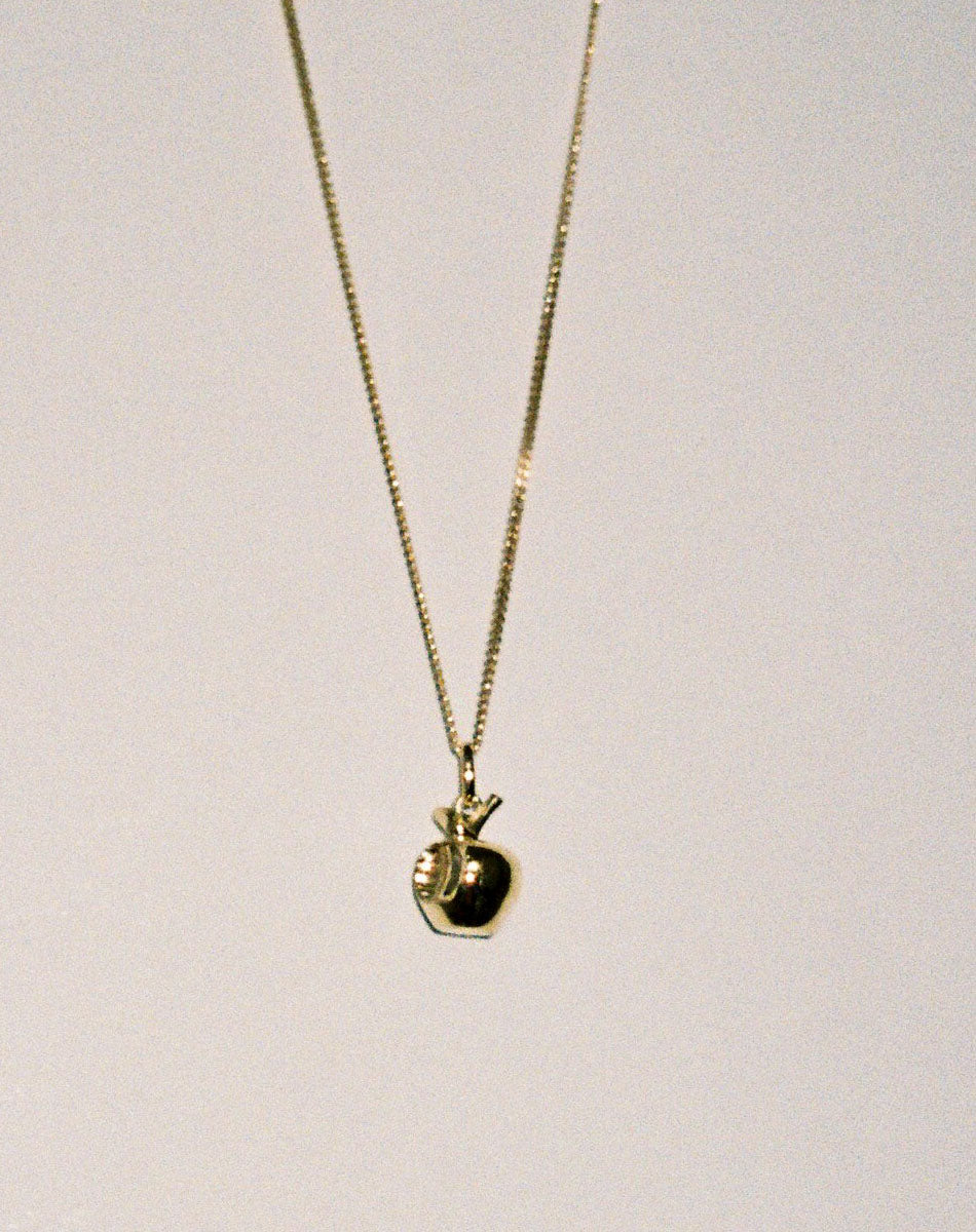 Bitten Apple Charm Necklace | 9ct Yellow Gold