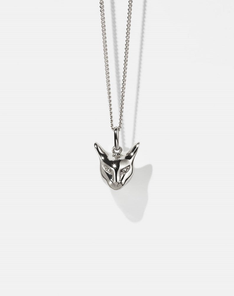 Silver cat charm pendant necklace 
