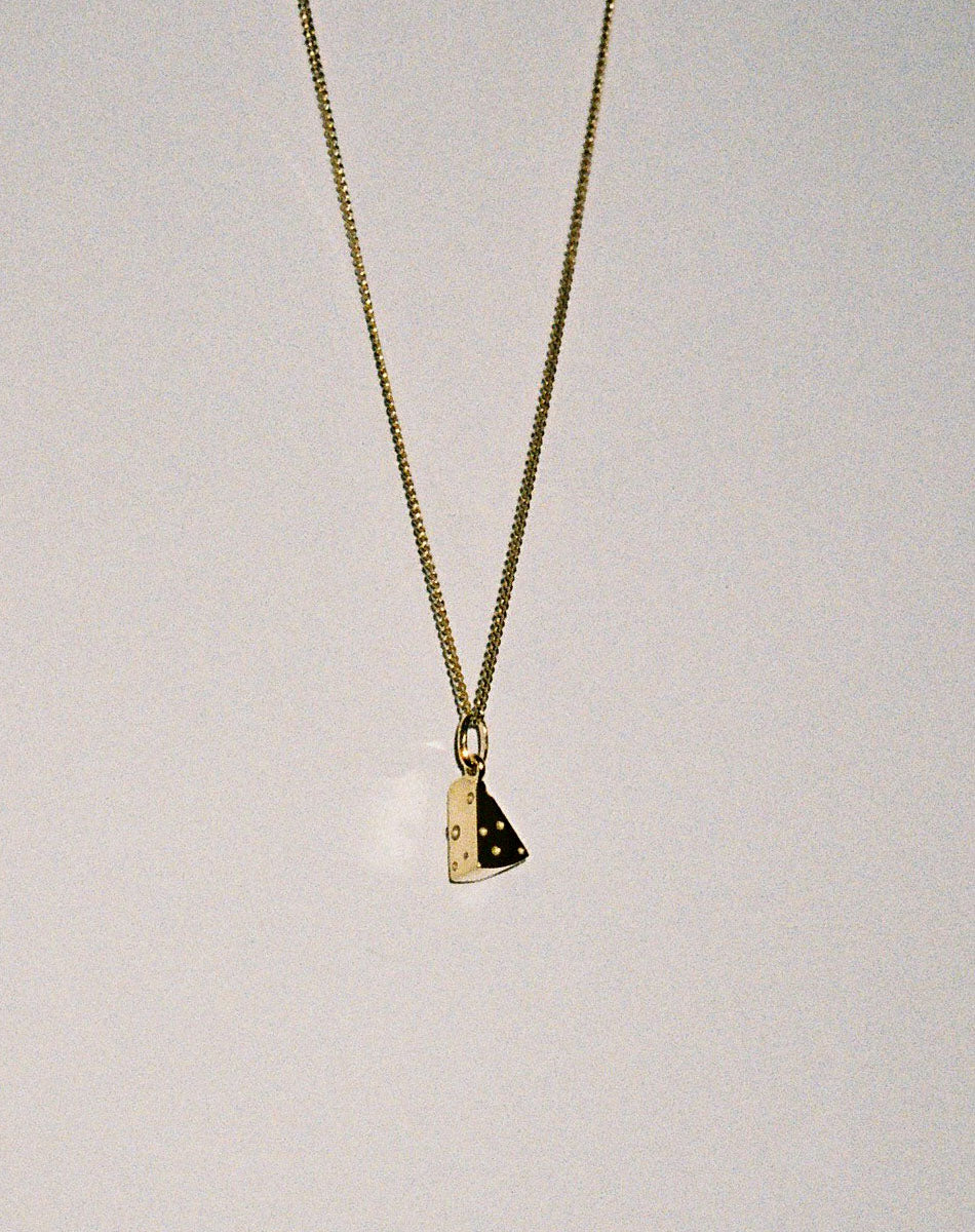 Swiss Cheese Charm Necklace | 23kt Gold Plated