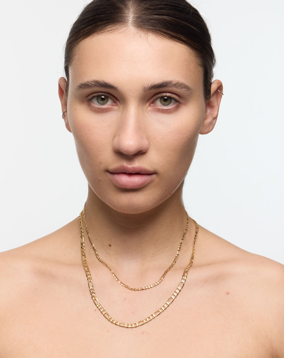 Figaro Fine Chain Necklace | 23k Gold Plated
